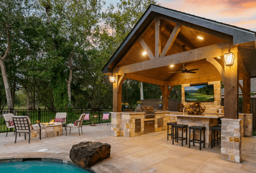 rustic backyard patio